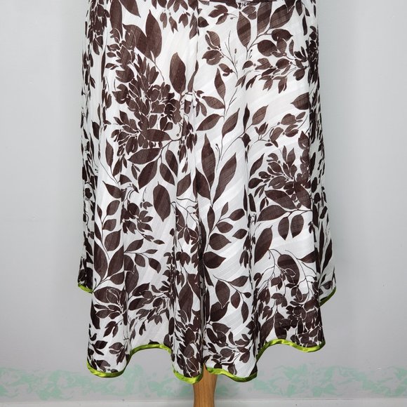 Robbie Bee Brown White Green Leaf Leaves V-Neck Sleeveless Dress Size 22W - Picture 12 of 15